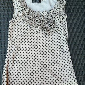 INC sleeveless polka dot women’s top size small cream /w black polka dots